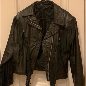 The coolest real leather fringe motorcycle jacket